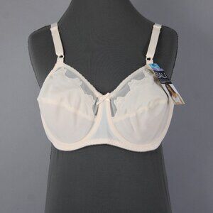 Bali Bra NEW $39 Sz 40C Cream Unpadded Wired Nylon Spandex Bra